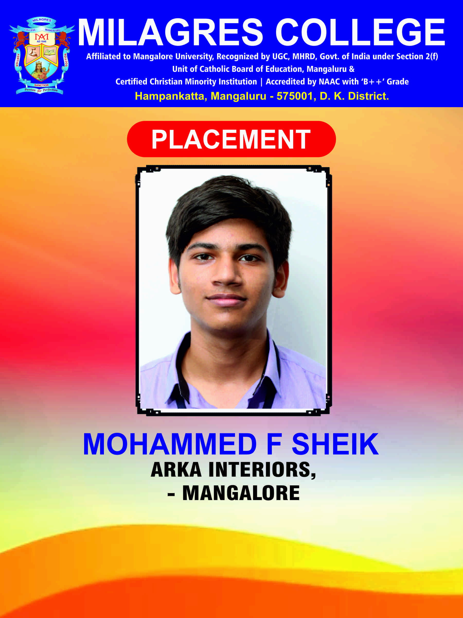 Successfully placed student